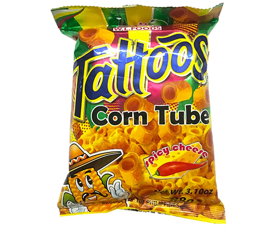 W.L. Foods Tattoos Corn Tube Spicy Cheese 88g