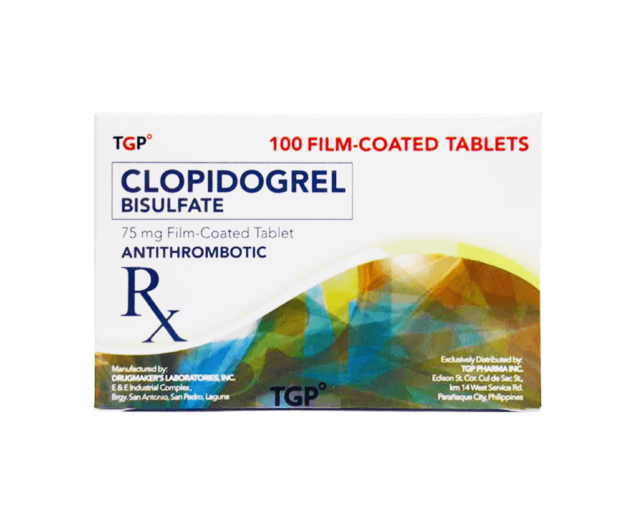 TGP Clopidogrel Bisulfate 75mg Film-Coated 100 Tablets