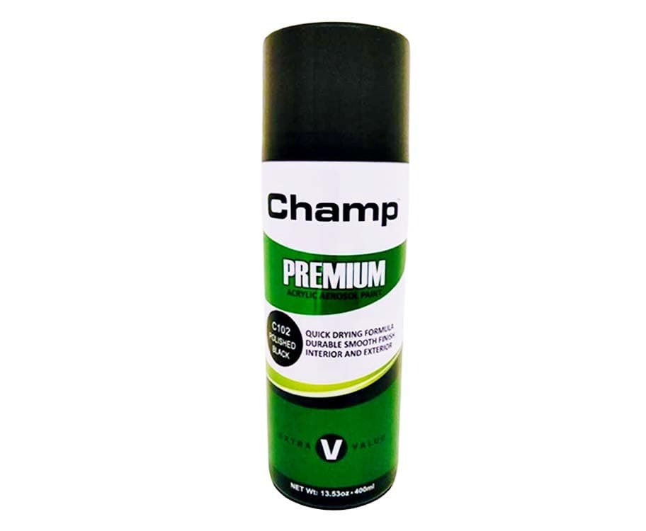 Champ Premium Acrylic Aerosol Paint C102 Polished Black 400mL