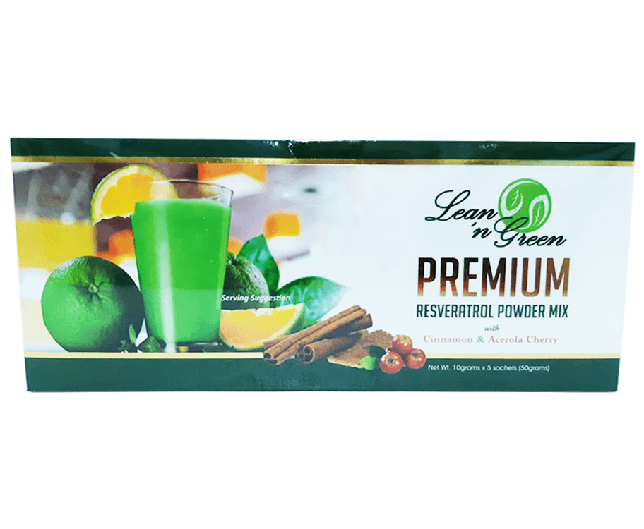 Lean 'n Green Premium Resveratrol Powder Mix With Cinnamon & Acerola Cherry (5 Sachets x 10g)