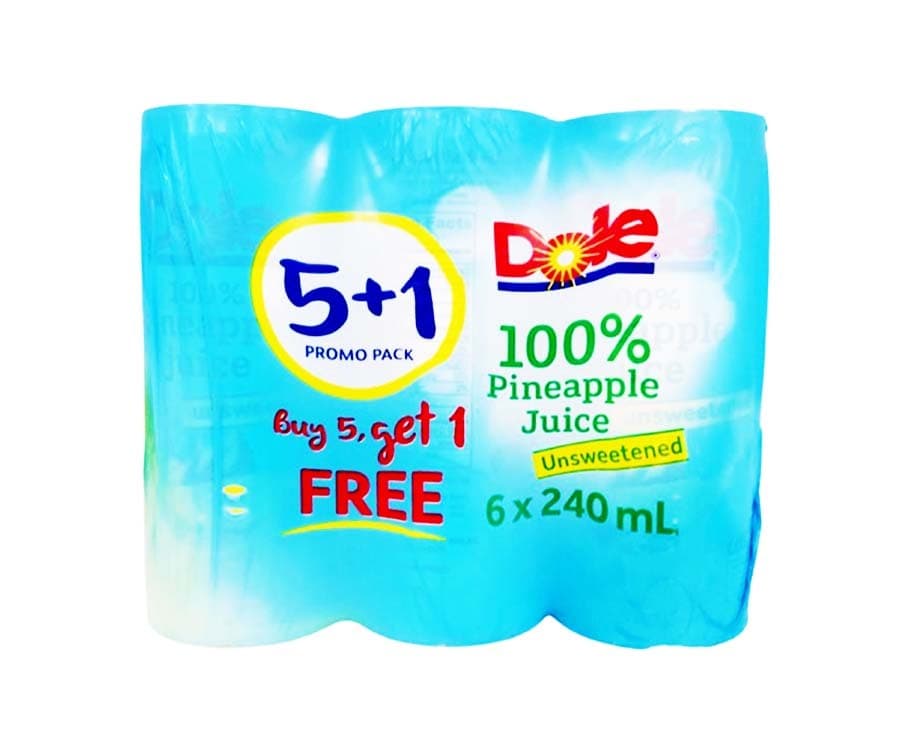 Dole 100% Pineapple Juice Unsweetened (6 Packs x 240mL)