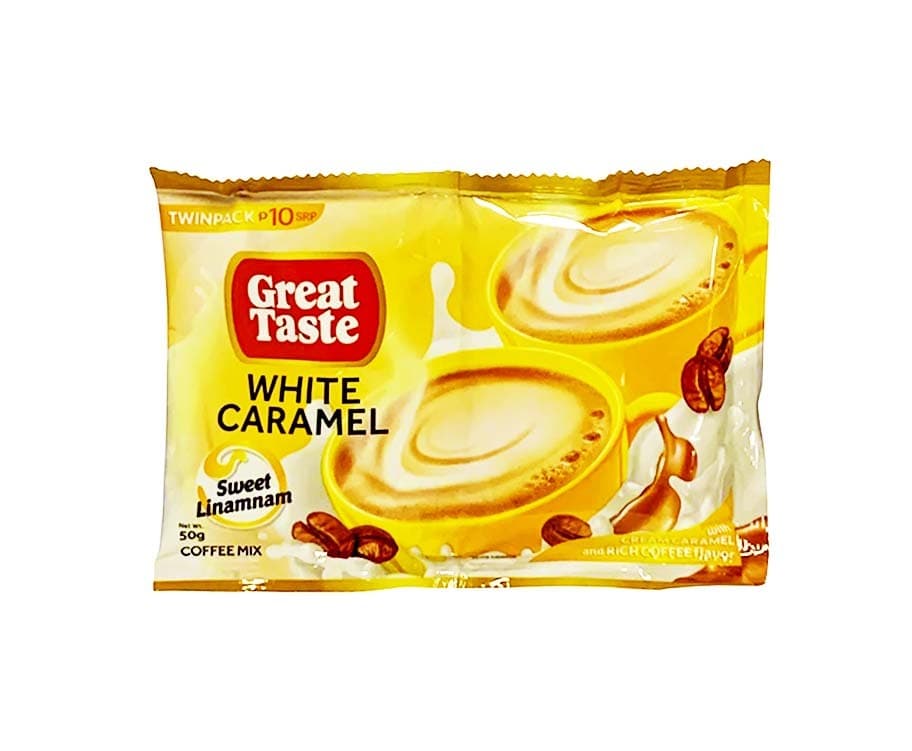 Great Taste White Caramel with Cream Caramel and Rich Coffee Flavor Sweet Linamnam Coffee Mix Twin Pack 50g