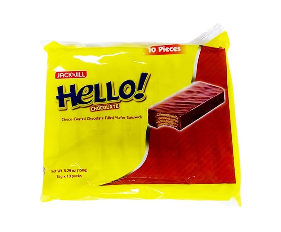 Jack 'n Jill Hello! Choco-Coated Chocolate Filled Wafer Sandwich (10 Packs x 15g)