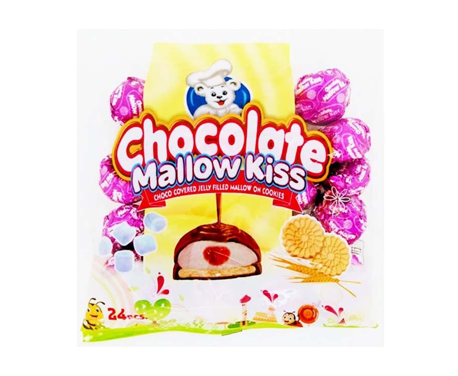 Chocolate Mallow Kiss Choco Covered Jelly Filled Mallow on Cookies 24 Pieces