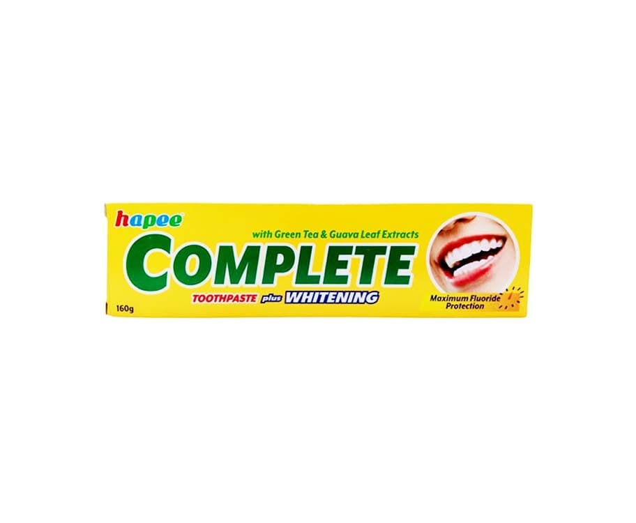 Hapee Complete Toothpaste Plus Whitening with Green Tea & Guava Leaf Extracts Maximum Flouride Protection 160g