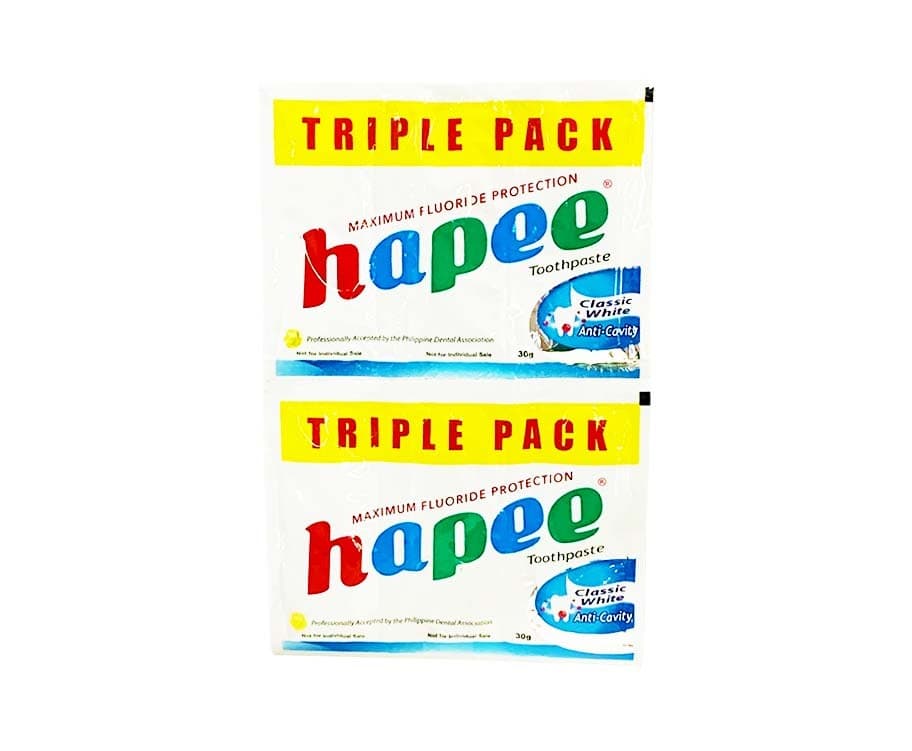 Hapee Toothpaste Maximum Flouride Protection Classic White Anti-Cavity Triple Pack (6 Packs x 30g)