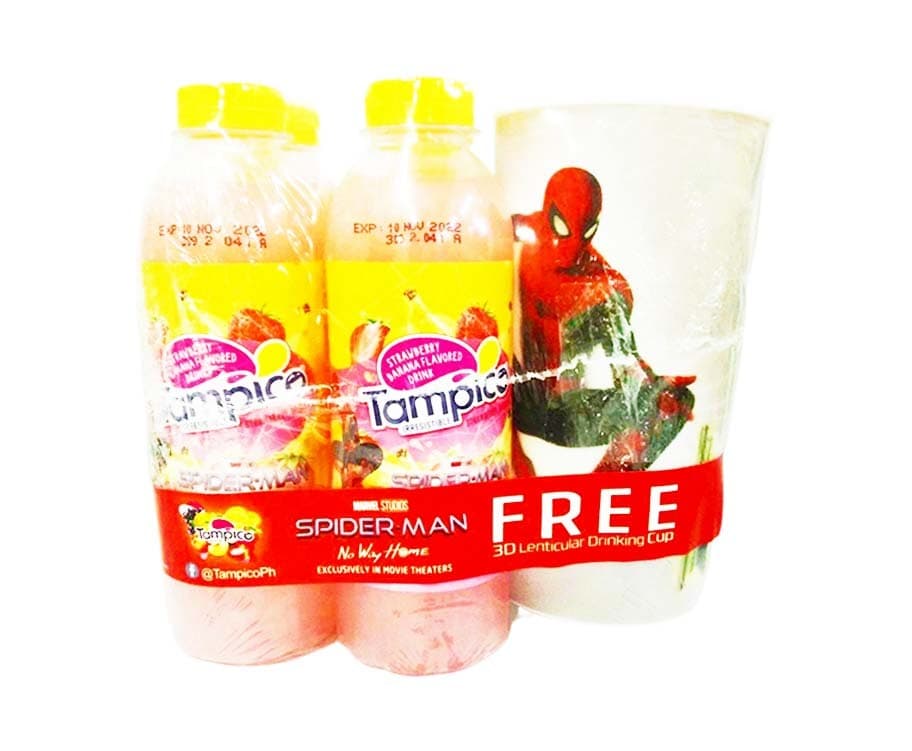 Tampico Irresistible Strawberry Banana Flavored Drink (4 Packs x 237mL + Free Spider Man Drinking Cup)