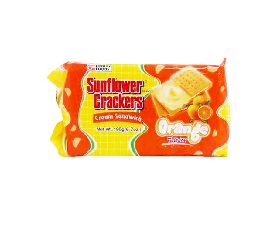 Croley Foods Sunflower Crackers Cream Sandwich Orange Flavor 190g
