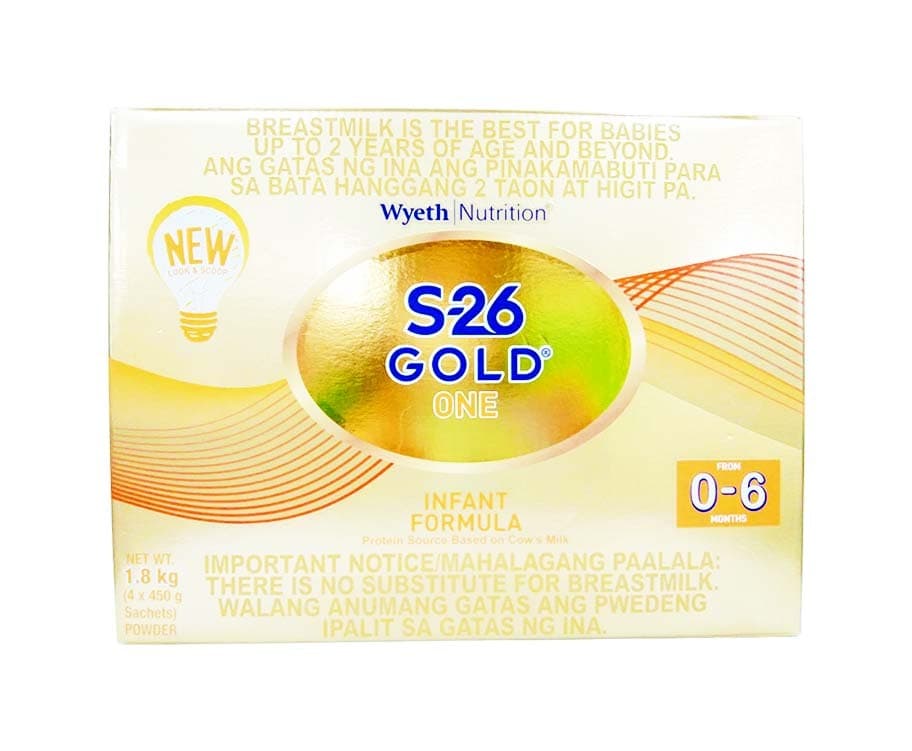 Wyeth Nutrition S-26 Gold One Infant Formula From 0-6 Months 1.8kg (4 Packs x 450g)