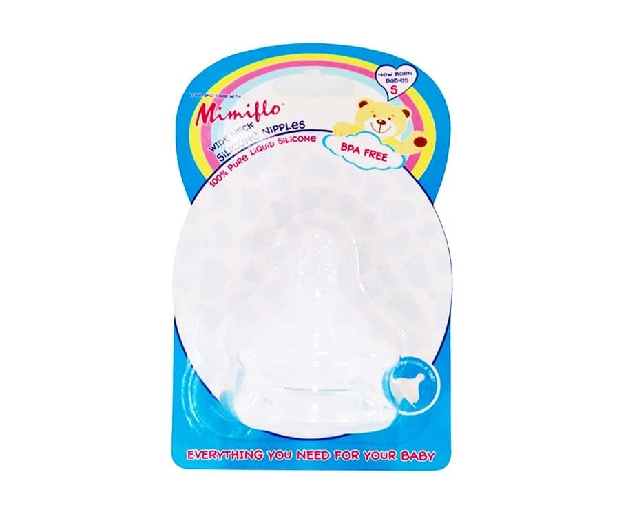 Mimiflo Wide Neck Silicone Nipples Newborn Babies S