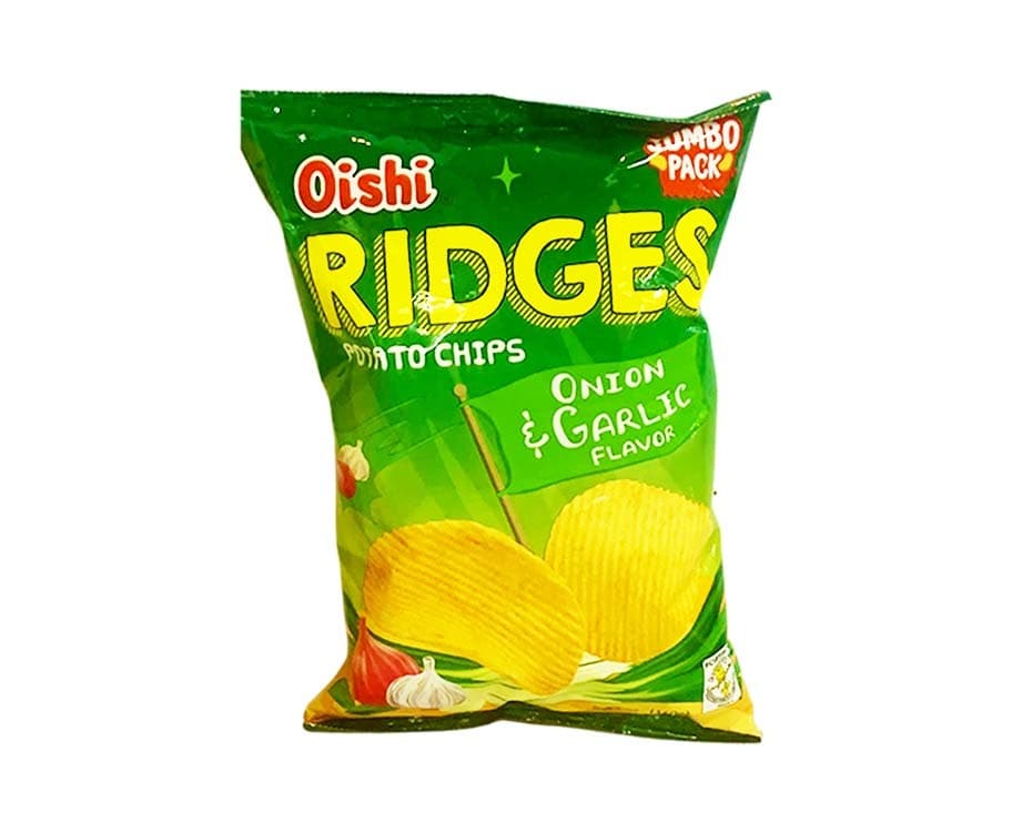 Oishi Ridges Potato Chips Onion & Garlic Flavor Jumbo Pack 160g