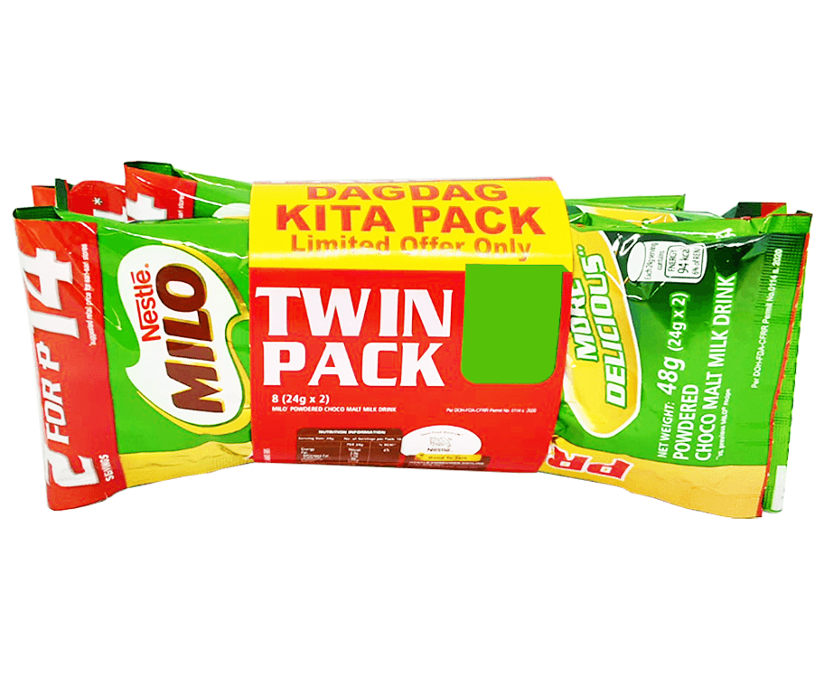 Nestlé Milo Powdered Choco Malt Milk Drink Promo Twin Pack 8 (2 Packs x 24g)