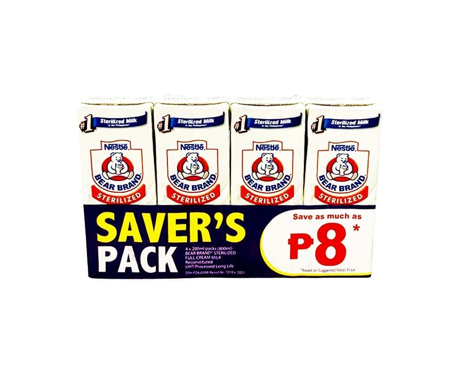 Nestlé Bear Brand Sterilized Full Cream Milk (4 Packs x 200mL)