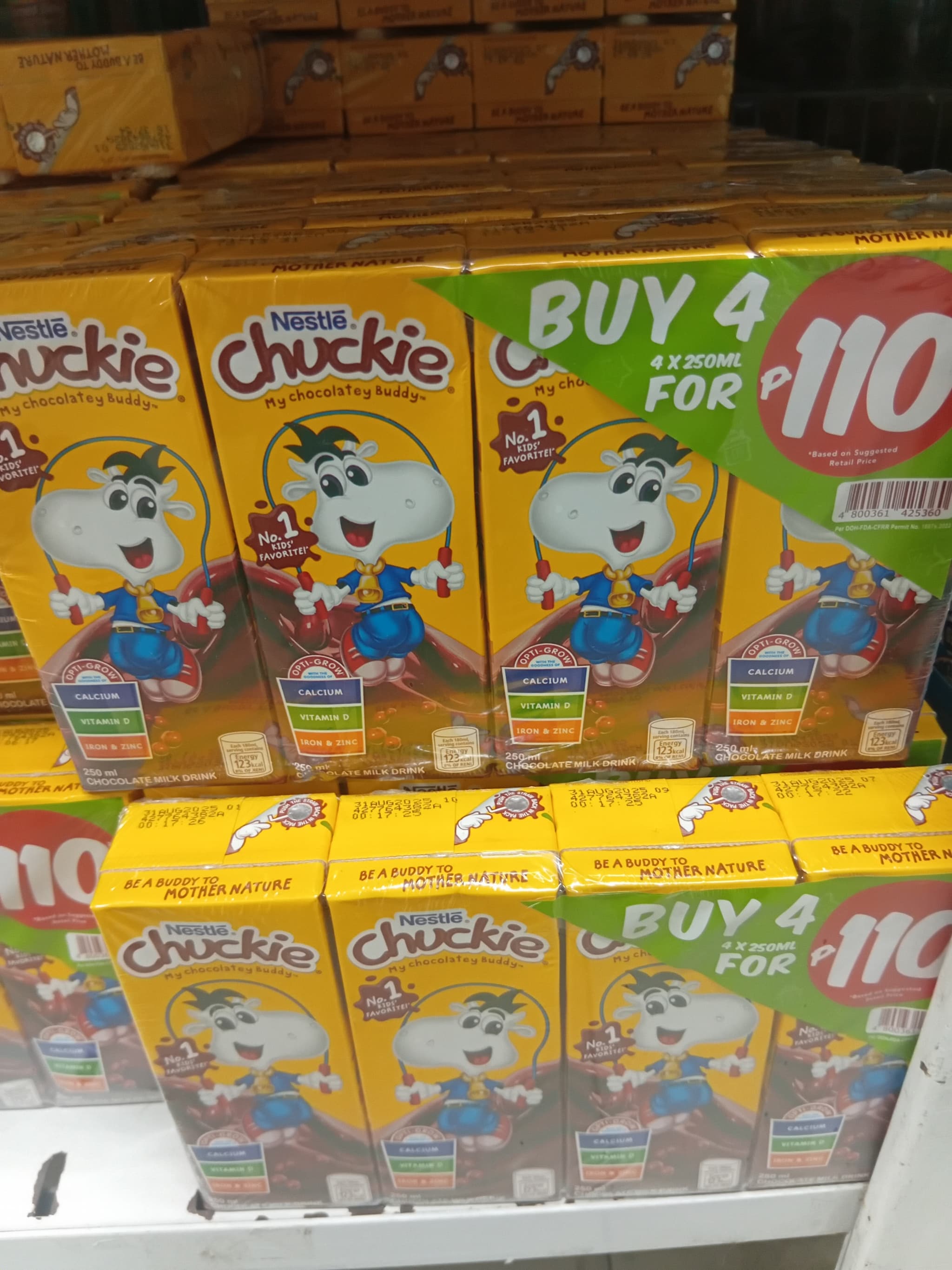 Nestlé Chuckie Chocolate Milk Drink (4 Packs × 250mL)