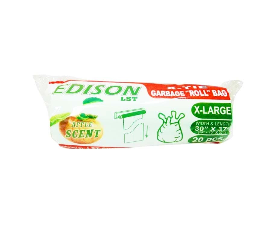 Edison LST X-Tie Garbage Bag "Roll" Green X-Large Apple Scent 20 Pieces