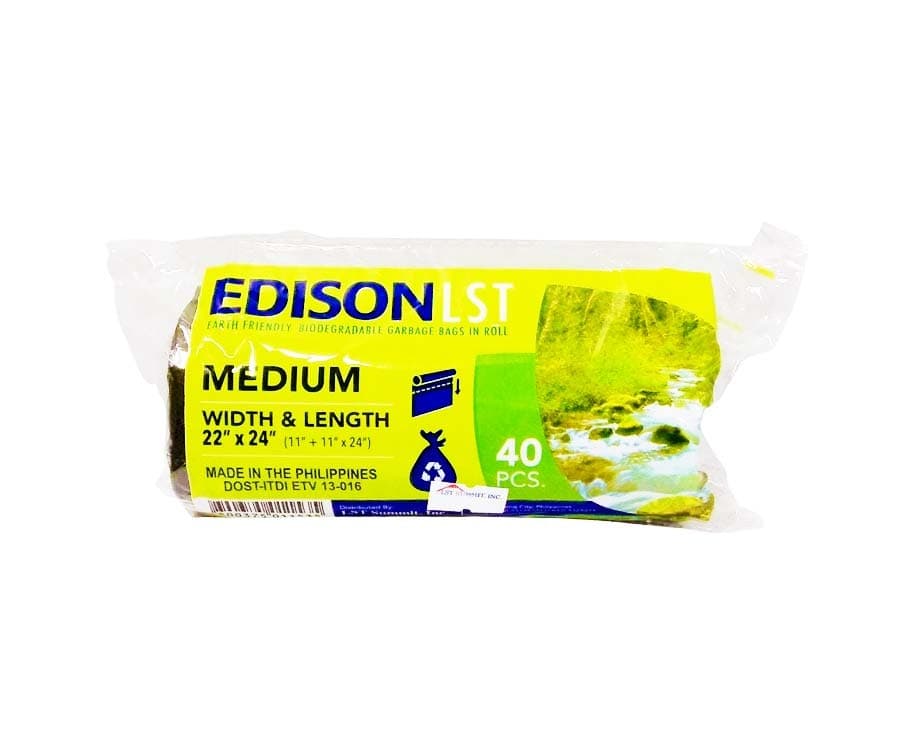 Edison LST Biodegradable Garbage Bag Roll Black Medium 22" x 24" (11" x 11" x 24") 40 Pieces