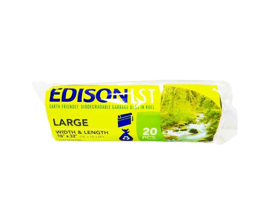 Edison LST Biodegradable Garbage Bag Roll Black Large 26" x 32" (13" x 13" x 32") 20 Pieces