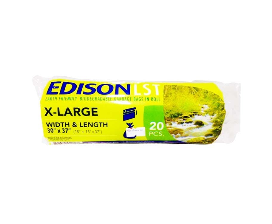 Edison LST Biodegradable Garbage Bag Roll Black X-Large 30" x 37" (15" x 15" x 37") 20 Pieces