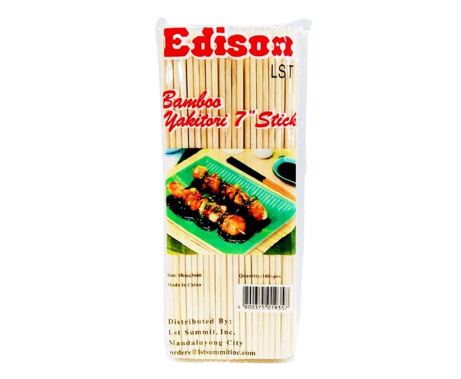 Edison Lst Bamboo Yakitori 7" Stick 18cm x 3mm 100 Pieces