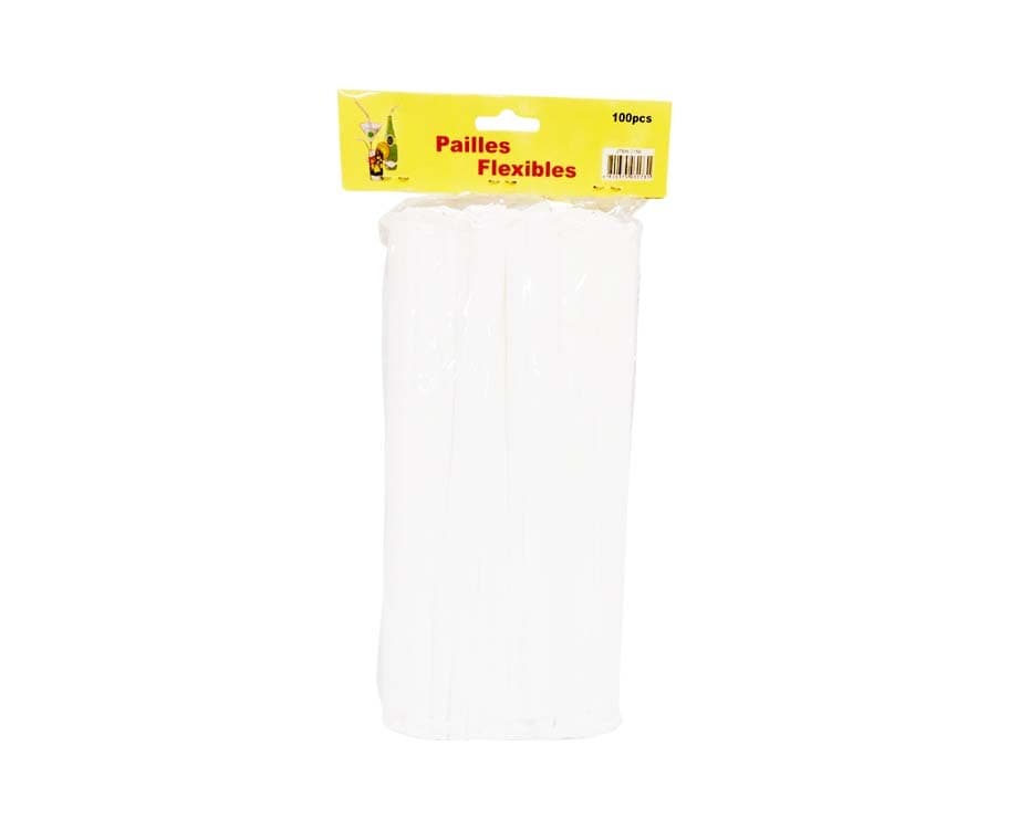 Edison Flexible Drinking Straw White 100 Pieces