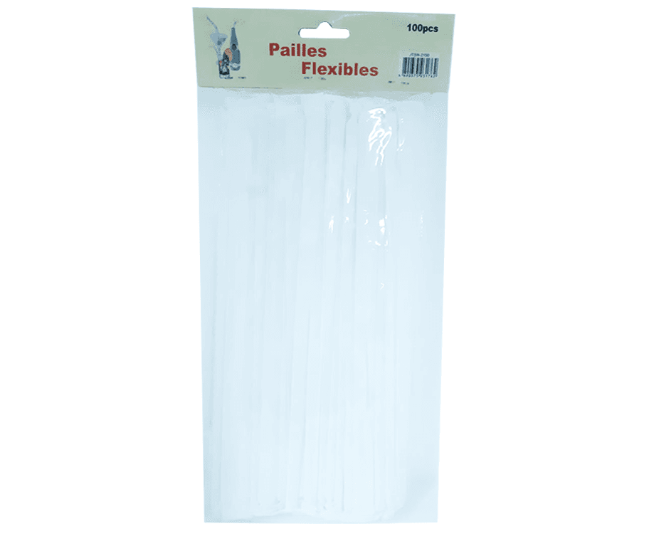 Edison Straight Drinking Straw White 100 Pieces