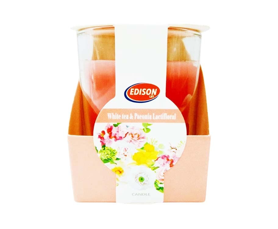 Edison Wax Candle Scented White Tea & Paeonia Lactifloral 100g
