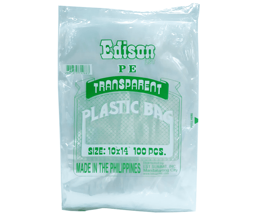 Edison PE Transparent Plastic Bag Size: 10" x 14" 100 Pieces