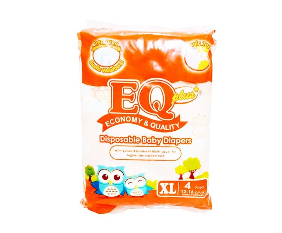 EQ Plus Disposable Baby Diapers XL 12-16kg 4 Pads
