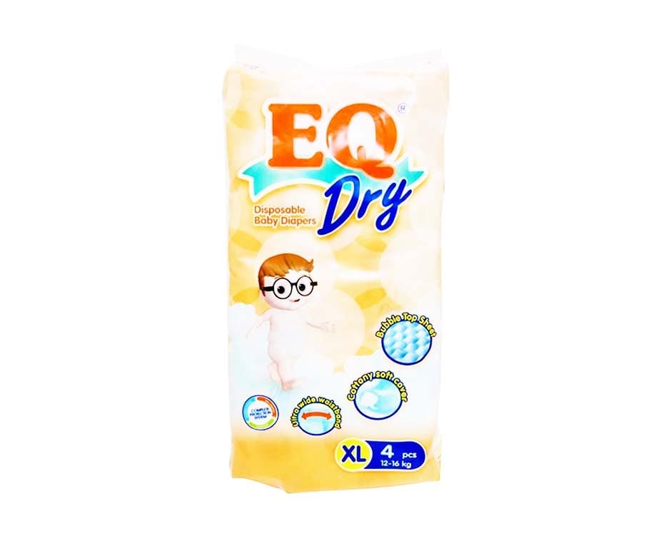 EQ Dry Disposable Baby Diapers XL 12-16kg 4 Pads
