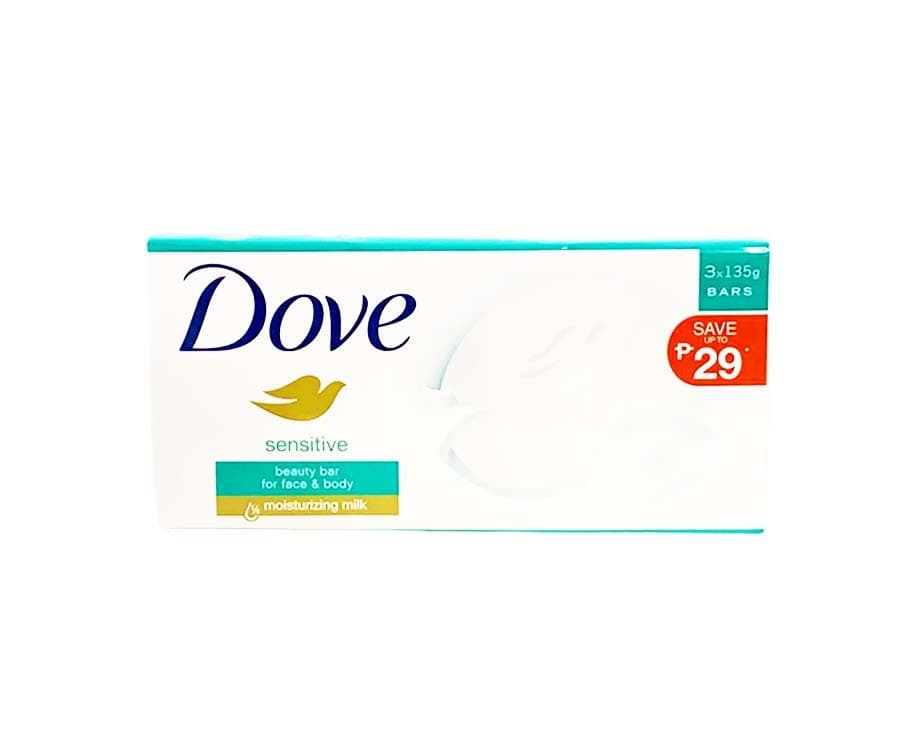Dove Sensitive Beauty Bar For Face & Body (3 Bars x 135g)