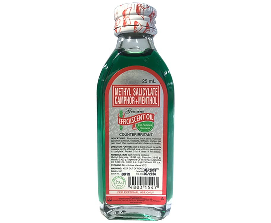 Methyl Salicylate Camphor+Menthol Efficascent Oil Counterirritant 25mL