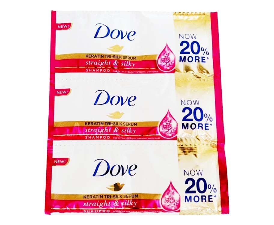 Dove Keratin Tri-Silk Serum Straight & Silky Shampoo (6 Packs x 12mL)