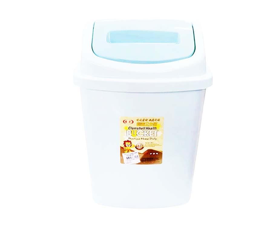 Clamshell Health Bucket Trash Bin Blue