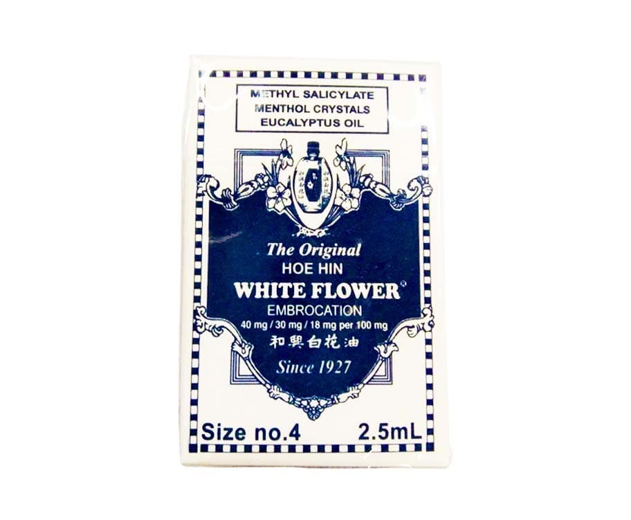 Methyl Salicylate Menthol Crystals Eucalyptus Oil The Original Hoe Hin White Flower Embrocation Size No. 4 (2.5mL)