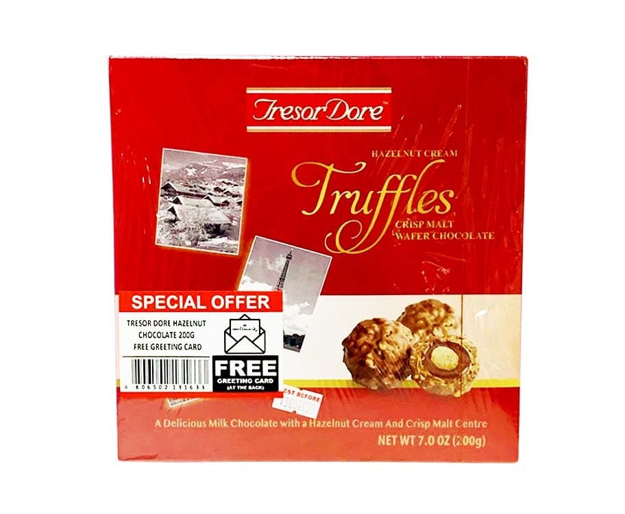 TresorDore Truffles Hazelnut Cream Crisp Malt Wafer Chocolate 7.0oz (200g)