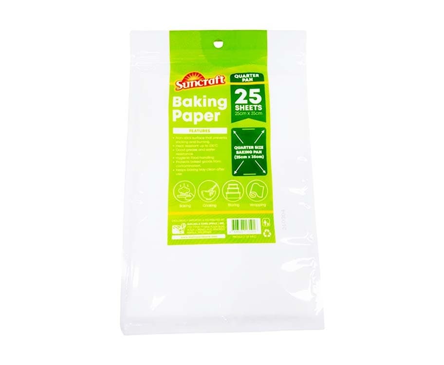 Suncraft Baking Paper Quarter Pan 25 Sheets 25cm x 35cm