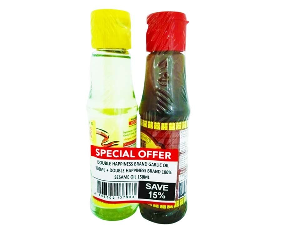 Double Happiness Brand Garlic Oil 150mL + Double Happiness Brand 100% Sesame Oil 150mL
