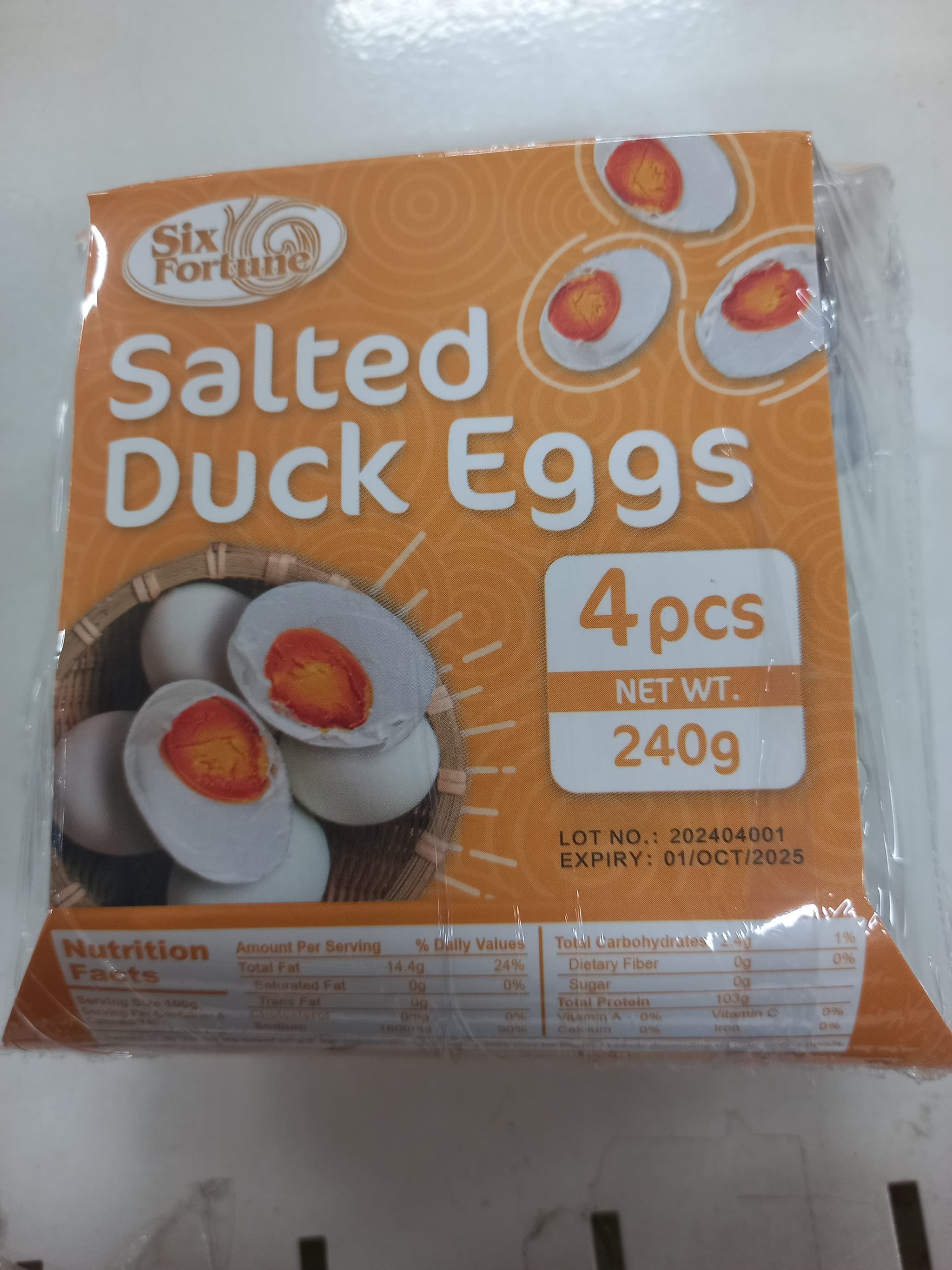 Six Fortune Salted Duck Eggs 4 Pieces 240g