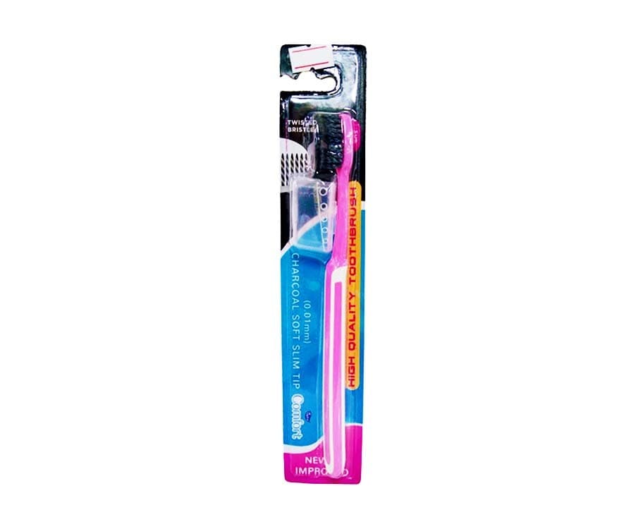 Yoltz Comfort Twisted Bristles Charcoal Soft Slim Tip Pink
