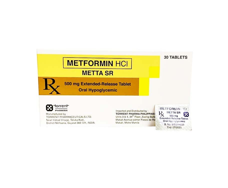 Metformin HCI Metta SR 500mg Extended-Release Tablet Oral Hypoglycemic 30 Tablets