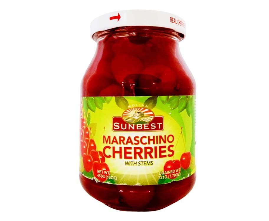 Sunbest Maraschino Cherries with Stems 453g (16oz)