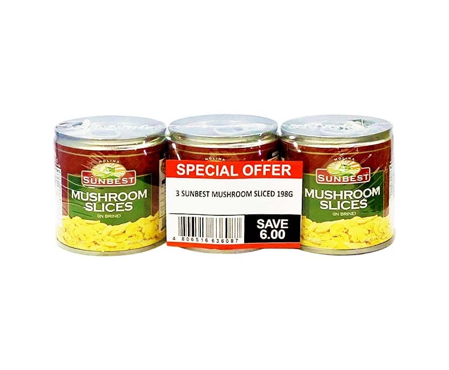 Molina Sunbest Mushroom Slices in Brine (3 Packs x 198g)