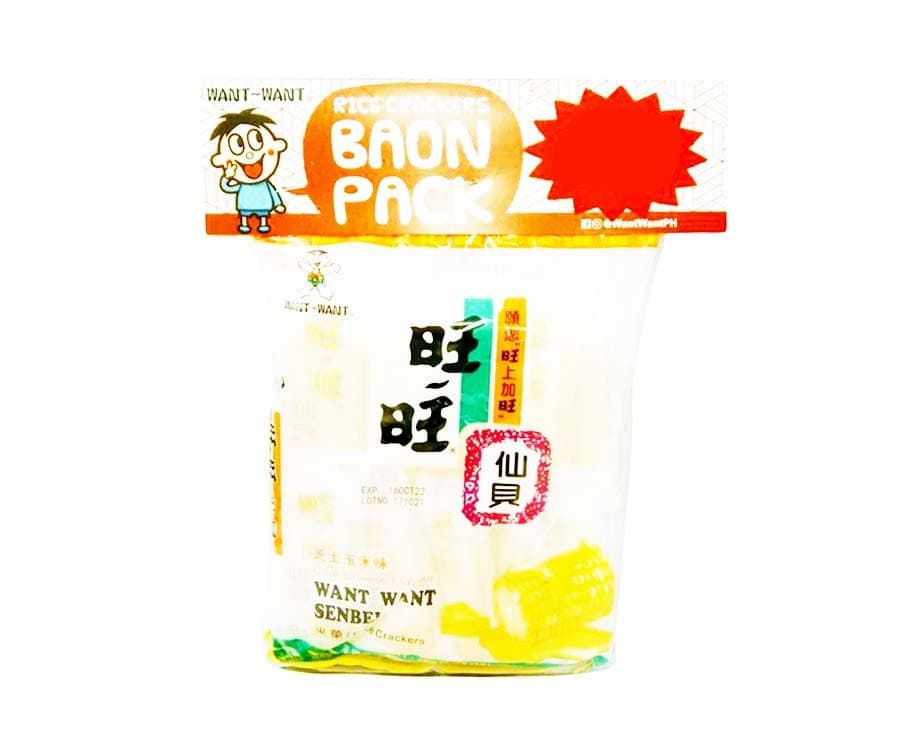 Want Want Senbei Rice Crackers Corn Cheese Flavour (2 Packs x 56g)
