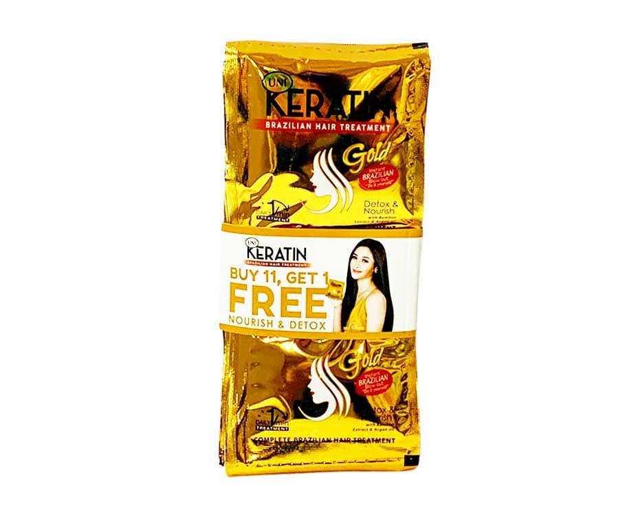 Uni Keratin Brazilian Hair Treatment Gold Detox & Nourish (11+1 Packs)