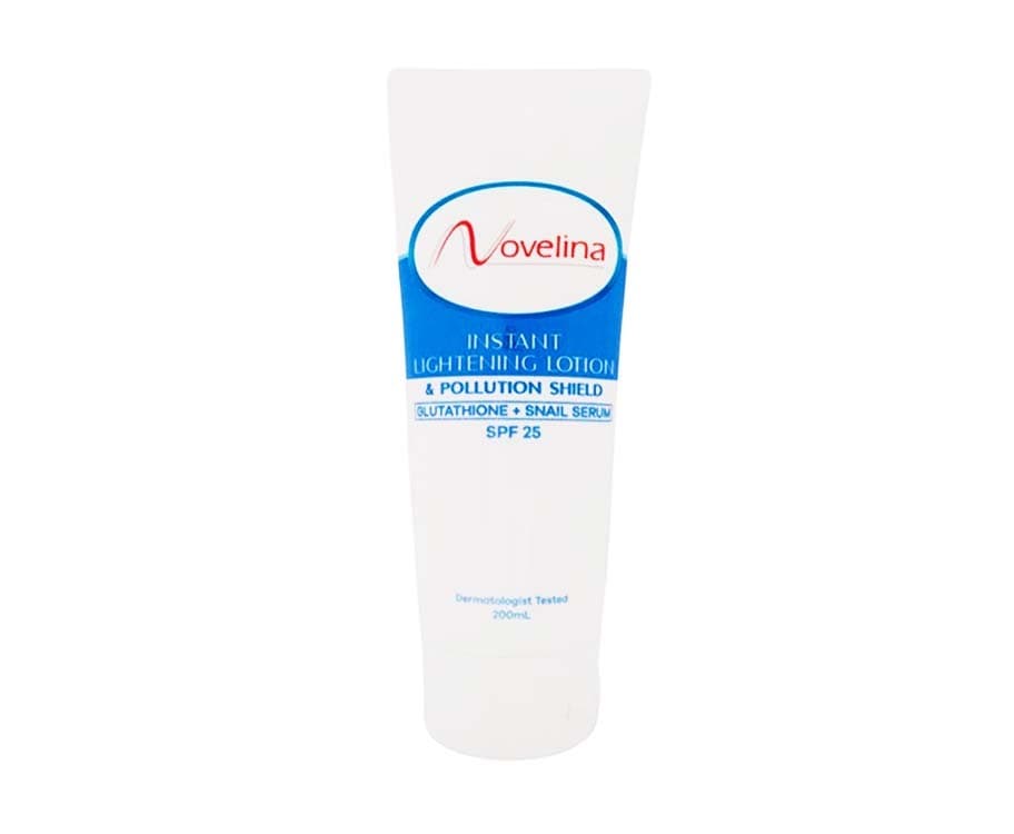Novelina Instant Lightening Lotion & Pollution Shield Glutathione + Snail Serum SPF25 200mL
