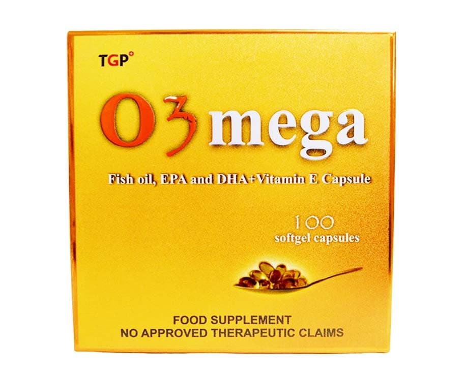 TGP O3 Mega Fish Oil, EPA and DHA + Vitamin E Capsule 100 Softgel Capsule