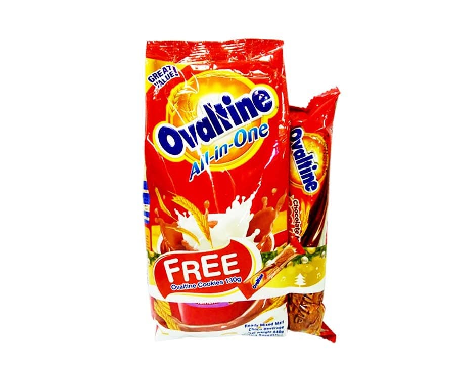 Ovaltine All-in-One Ready Mixed Malt Choco Beverage 840g + Ovaltine Chocolate Malt Cookies 130g