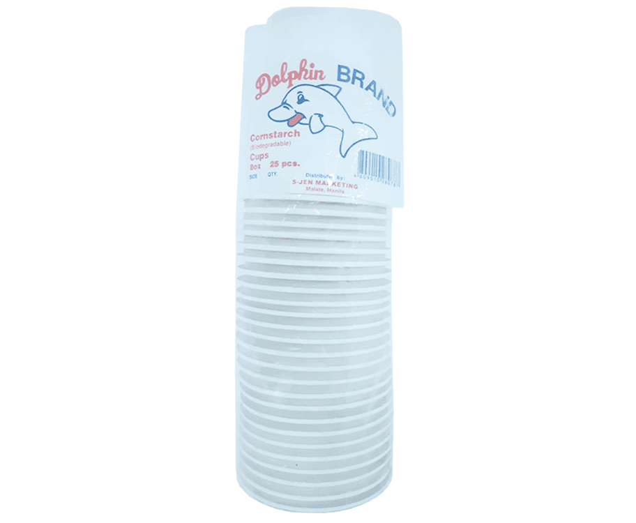 Dolphin Brand Cornstarch (Biodegradable) Cups 8oz 25 Pieces