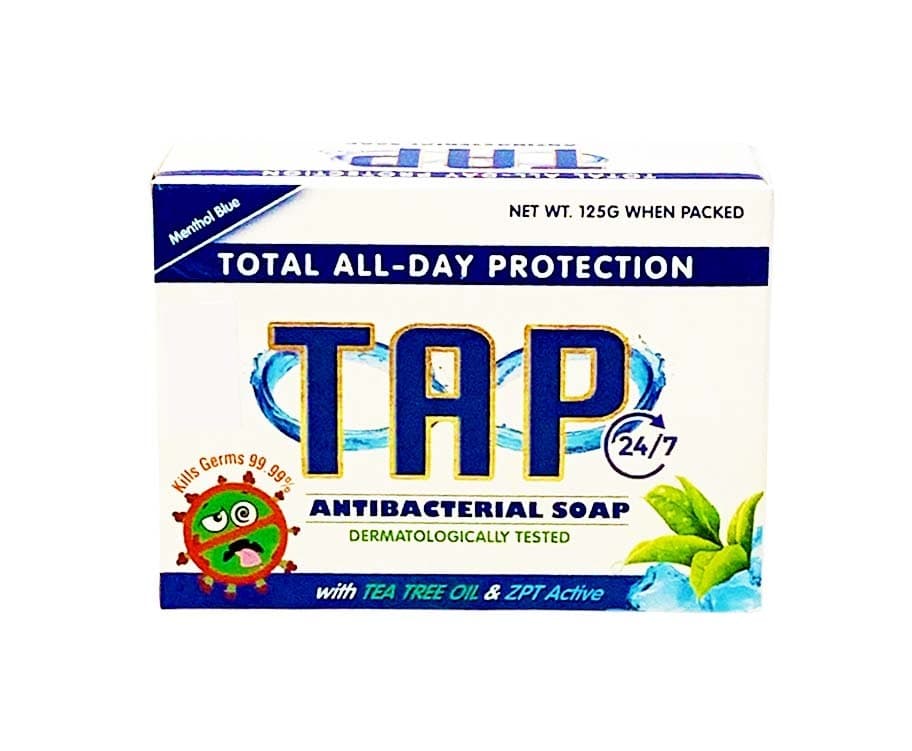 TAP Total All-Day Protection Antibacterial Soap with Tea Tree Oil & ZPT Active Menthol Blue 125g