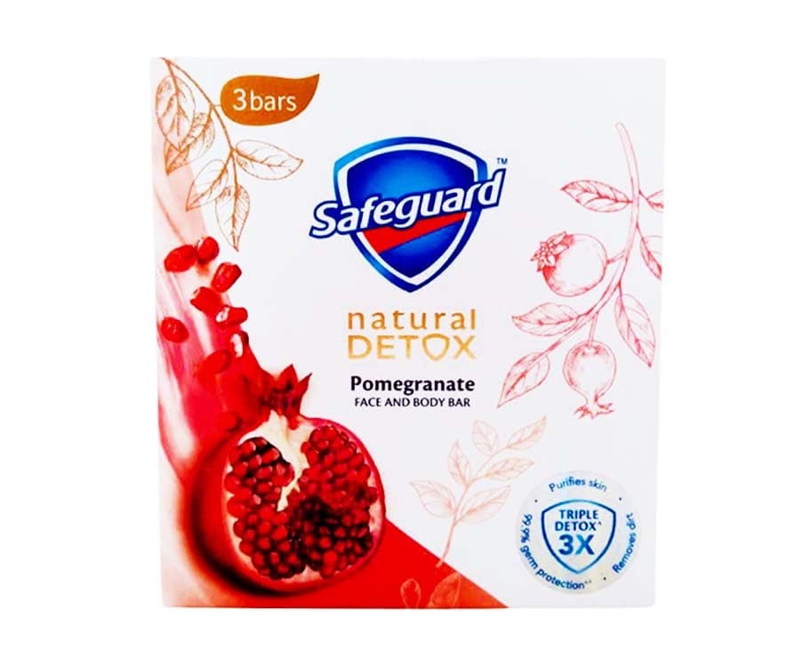 Safeguard Natural Detox Pomegranate Face & Body Bar (3 Packs x 108g)